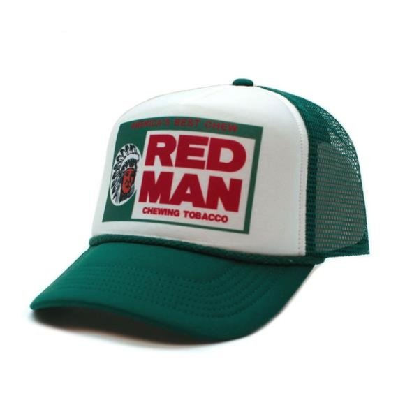 Retro Vintage Style Printed Trucker Red Man Chewing Snuff Dip Chew Hat Vintage L - Picture 3 of 6